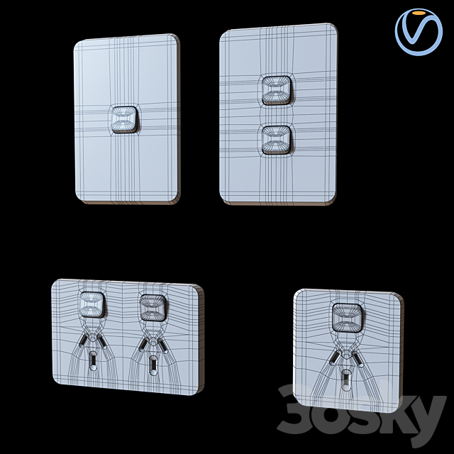 Plugs & Switches Australian Clipsal Iconic Series 3DS Max Model - thumbnail 2