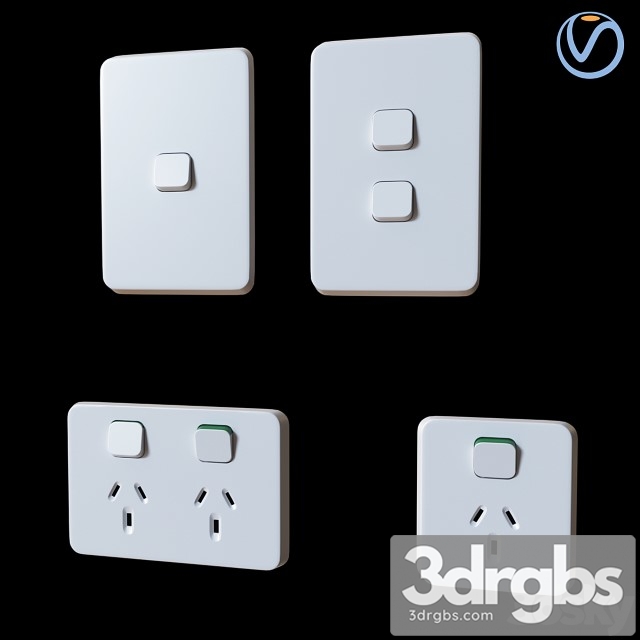 Plugs Switches Australian Clipsal Iconic Series 3dsmax Download - thumbnail 1