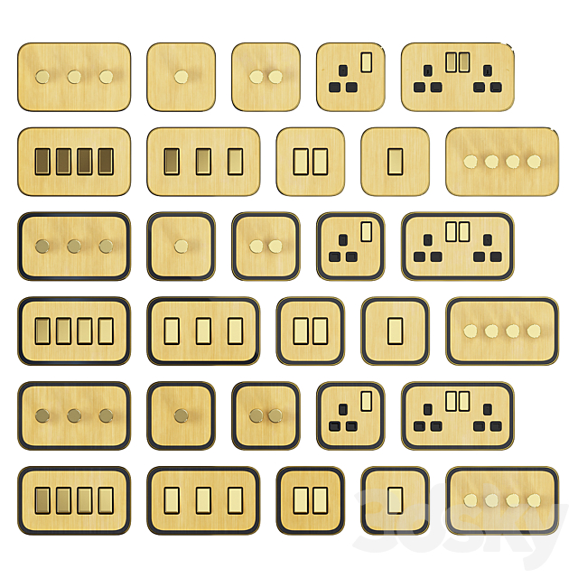 Pushka Gold sockets and switches 3ds Max - thumbnail 1