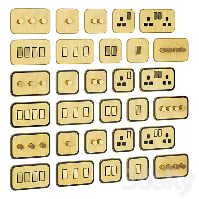 Pushka Gold sockets and switches 3ds Max - thumbnail 2