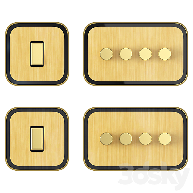 Pushka Gold sockets and switches 3ds Max - thumbnail 3