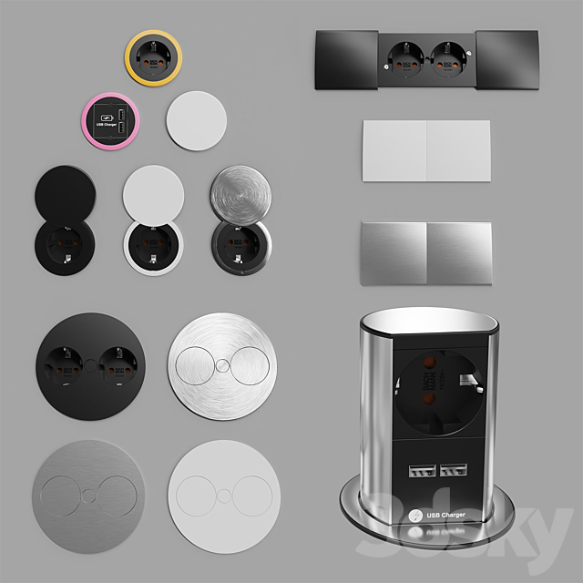 Recessed sockets Bachmann 3ds Max - thumbnail 1