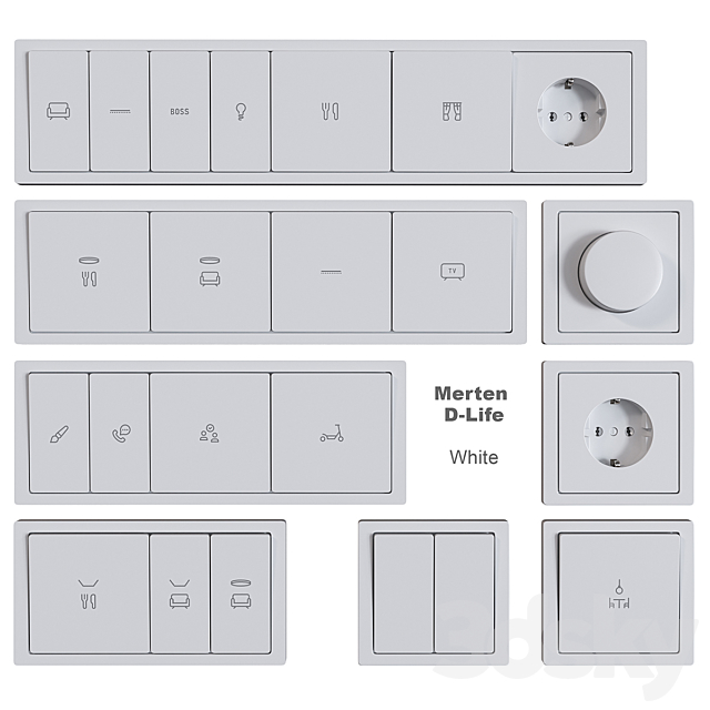 Schneider Electric sockets and switches with markings 3DSMax File - thumbnail 5