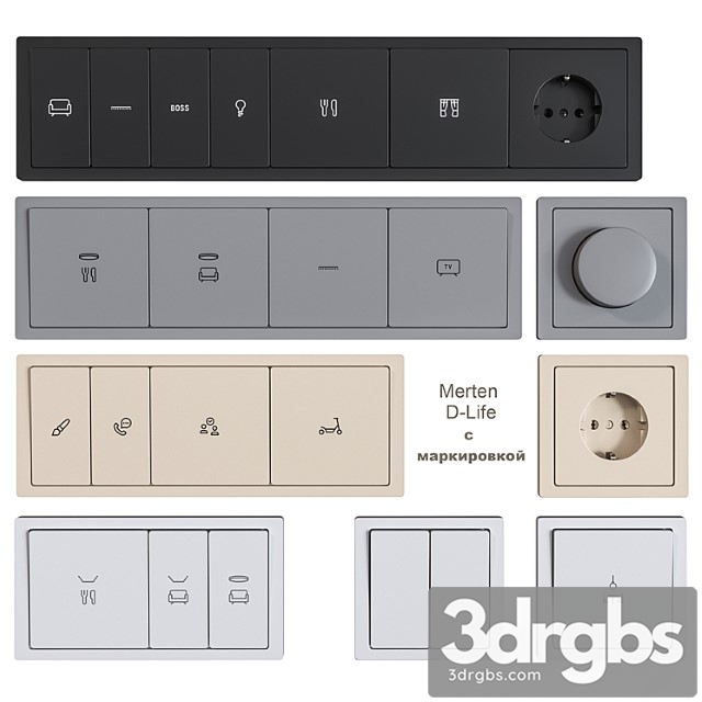 Schneider electric sockets and switches with markings - thumbnail 1