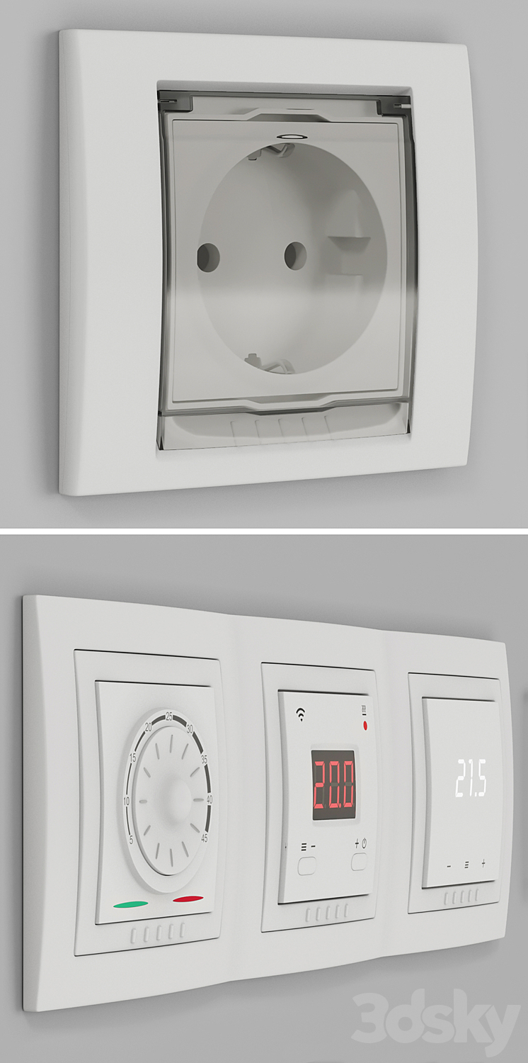 Schneider Electric Unicha sockets and switches 3DS Max - thumbnail 2