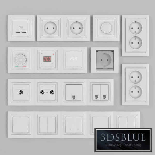 Schneider Electric Unicha sockets and switches 3DS Max - thumbnail 3