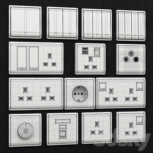 Schneider pieno switches & sockets matte black 3DSMax File - thumbnail 4