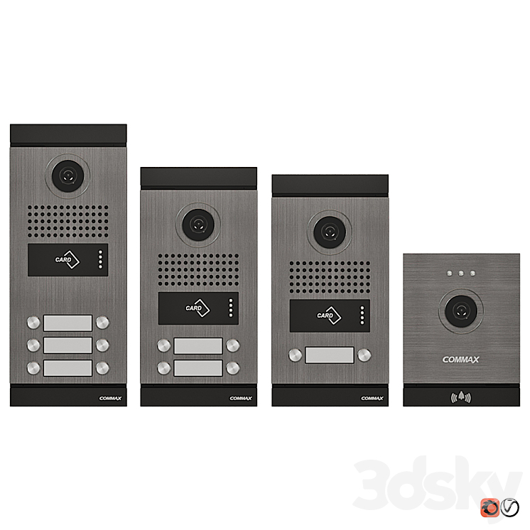 Set of COMMAX FINE VIEW on-door speakerphones 3DS Max - thumbnail 1