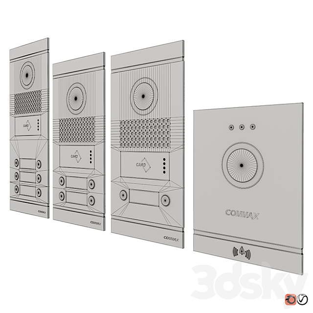 Set of COMMAX FINE VIEW on-door speakerphones 3DS Max Model - thumbnail 3