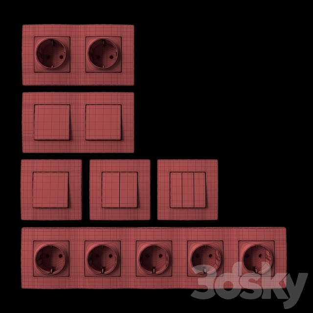 Set of sockets and switches gray 3DSMax File - thumbnail 4