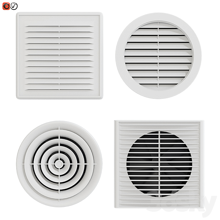 Set of ventilation grilles 3DS Max - thumbnail 1