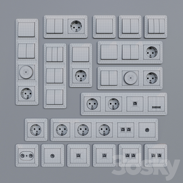 Sockets and switchers Schneider Electric Glossa | White 3DSMax File - thumbnail 4