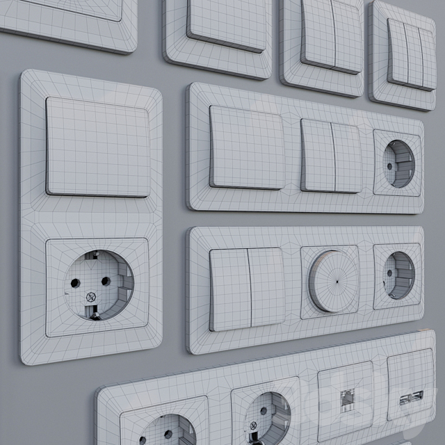 Sockets and switchers Schneider Electric Glossa | White 3DSMax File - thumbnail 5