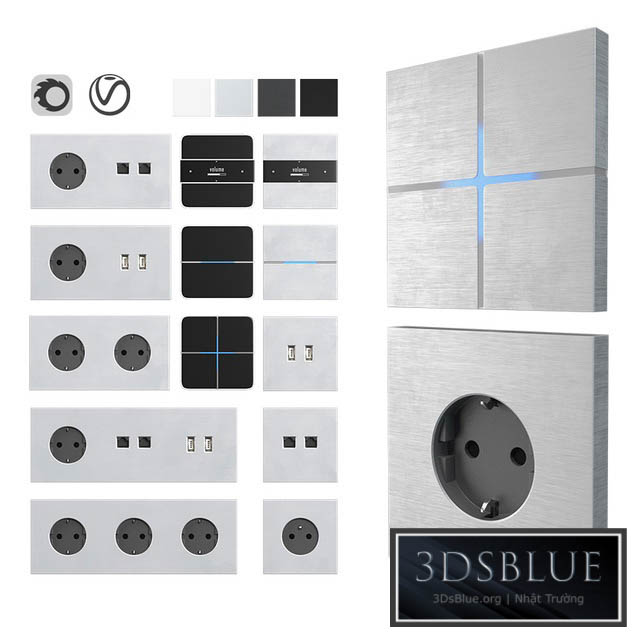 Sockets and switches Basalte 3DS Max - thumbnail 3