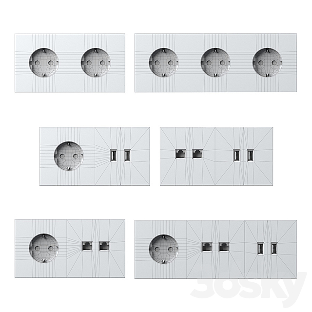 Sockets and switches Basalte 3DSMax File - thumbnail 4