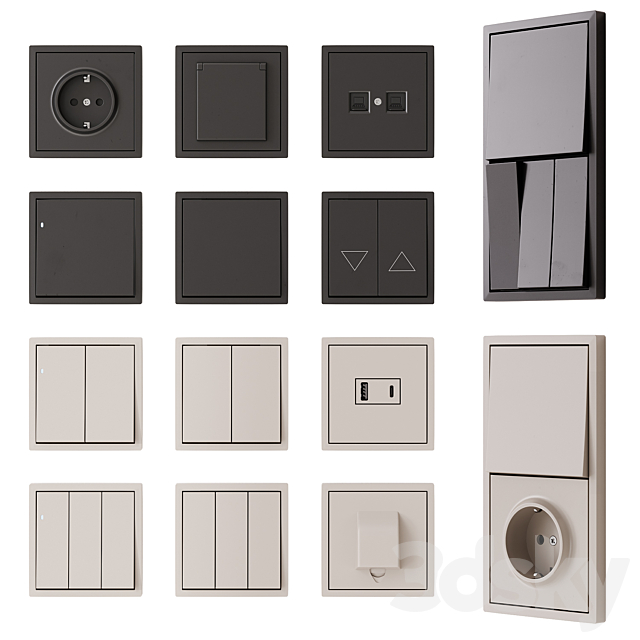 Sockets and switches Donel series R98 3DS Max Model - thumbnail 3