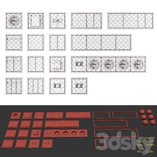 Sockets and switches Donel series R98 3DS Max Model - thumbnail 5