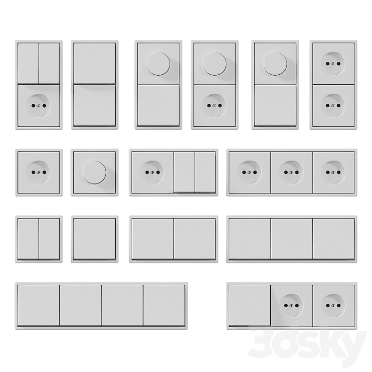 Sockets and switches JUNG Les Couleurs 3DS Max Model - thumbnail 1