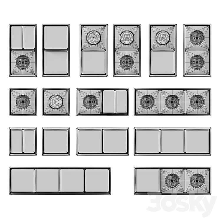 Sockets and switches JUNG Les Couleurs 3DS Max Model - thumbnail 2