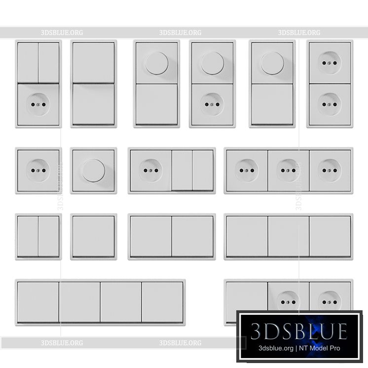 Sockets and switches JUNG Les Couleurs 3DS Max - thumbnail 3