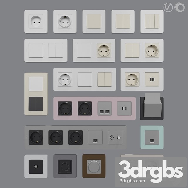 Sockets and switches Legrand Inspira 3dsmax Download - thumbnail 1