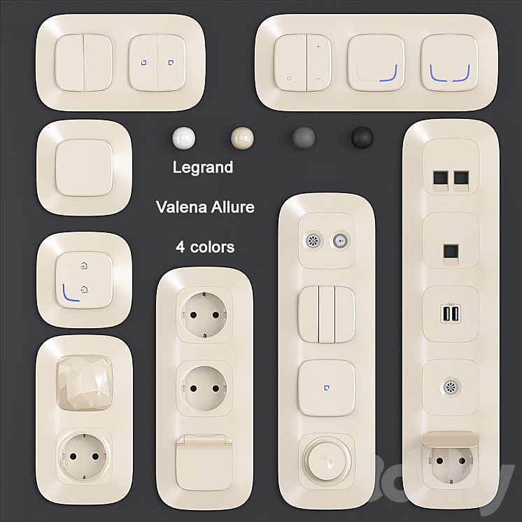 Sockets and switches Legrand Valena Allure 3DS Max - thumbnail 1