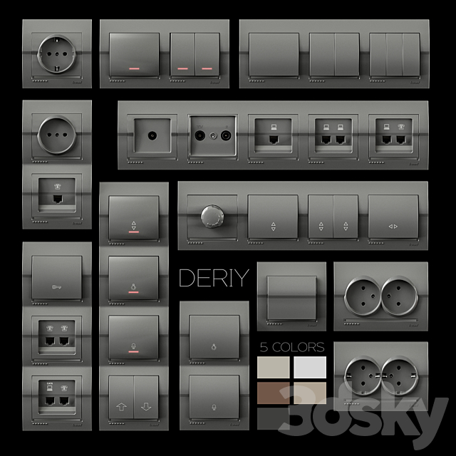 Sockets and switches Lezard Deriy 3ds Max - thumbnail 1