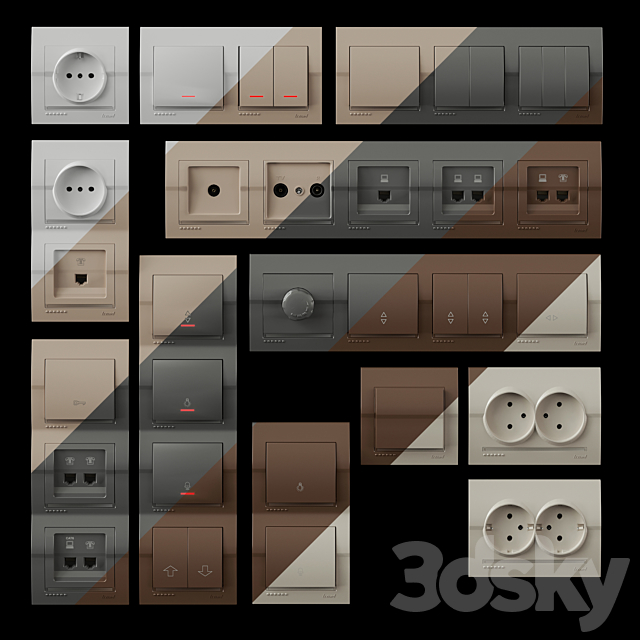 Sockets and switches Lezard Deriy 3ds Max - thumbnail 2