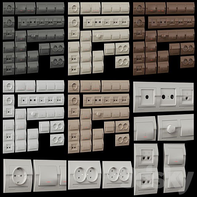 Sockets and switches Lezard Deriy 3ds Max - thumbnail 3