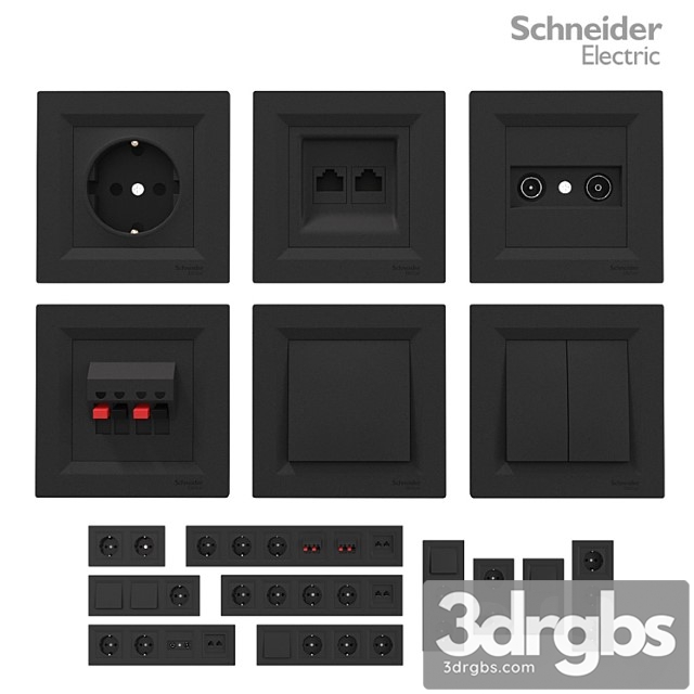 Sockets and switches schneider asfora black. - thumbnail 1