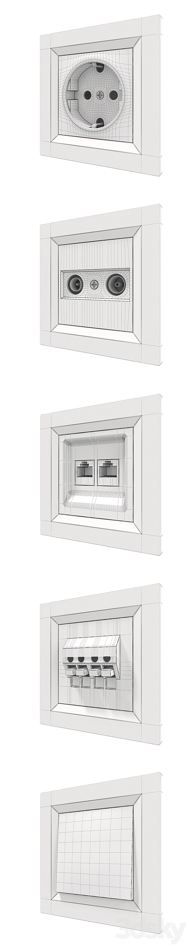 Sockets and switches Schneider Asfora Cream. 3ds Max - thumbnail 3