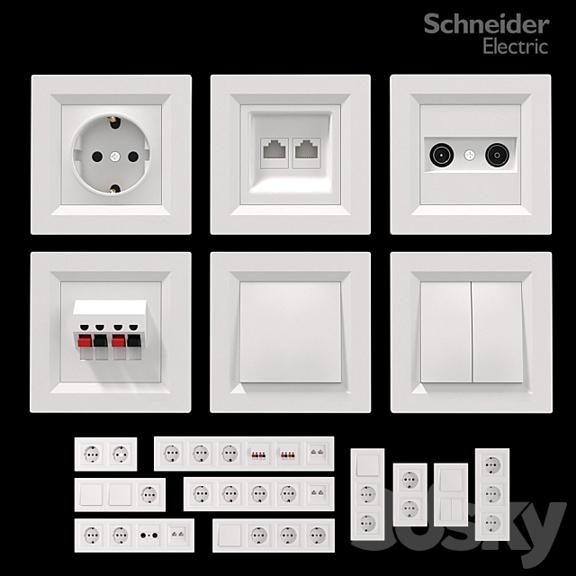 Sockets and switches Schneider Asfora White. 3DSMax File - thumbnail 1