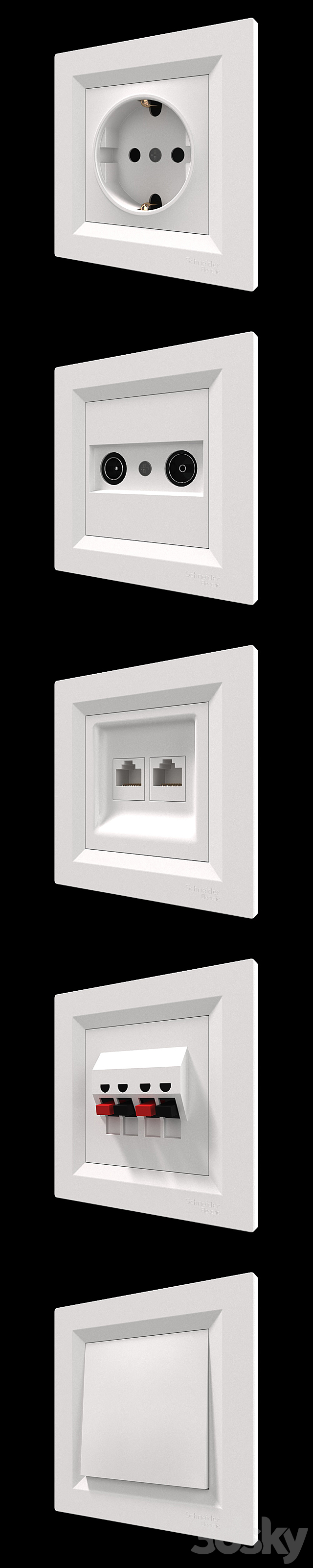 Sockets and switches Schneider Asfora White. 3DSMax File - thumbnail 2