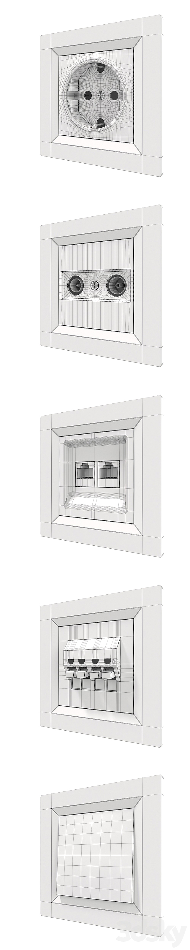 Sockets and switches Schneider Asfora White. 3DSMax File - thumbnail 3