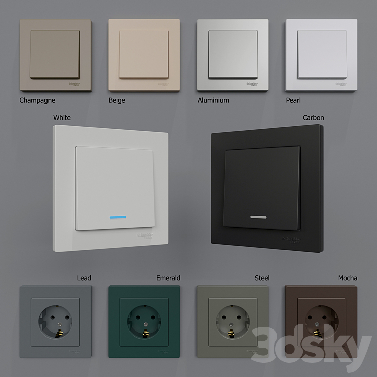 Sockets and switches Schneider Electric Atlas Design 3DS Max - thumbnail 2