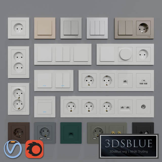 Sockets and switches Schneider Electric Atlas Design 3DS Max - thumbnail 3