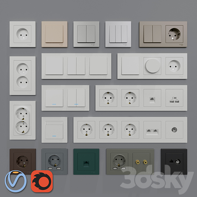 Sockets and switches Schneider Electric Atlas Design 3DSMax File - thumbnail 1