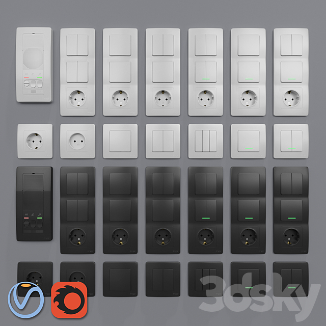 Sockets and switches Schneider Electric Blanca of internal installation 3ds Max - thumbnail 1