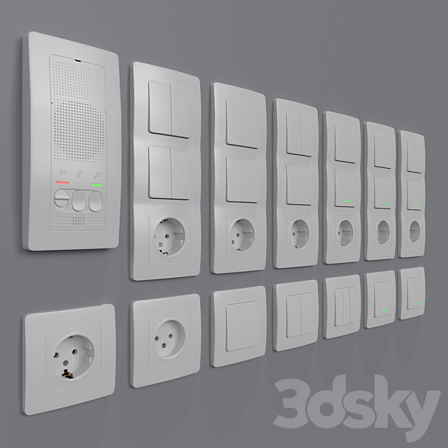 Sockets and switches Schneider Electric Blanca of internal installation 3ds Max - thumbnail 2