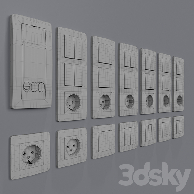 Sockets and switches Schneider Electric Blanca of internal installation 3ds Max - thumbnail 3