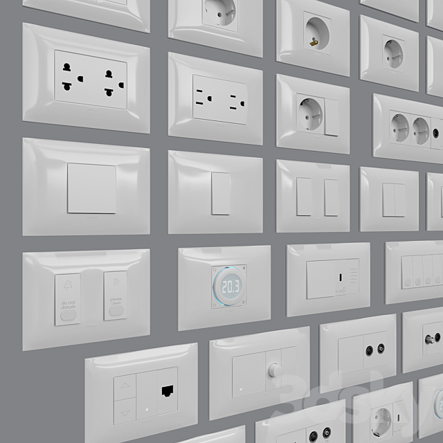 Sockets and switches Vimar Neve Up (IT_US standard cover plates) 3DS Max Model - thumbnail 3