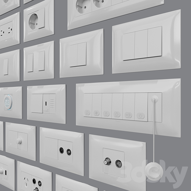 Sockets and switches Vimar Neve Up (IT_US standard cover plates) 3DS Max Model - thumbnail 4