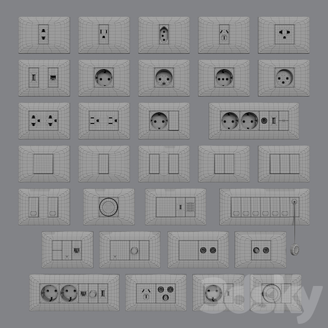 Sockets and switches Vimar Neve Up (IT_US standard cover plates) 3DS Max Model - thumbnail 5