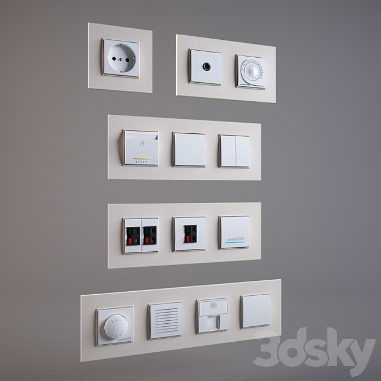 Sockets Schneider Electric Unica Quadro 3DS Max - thumbnail 1