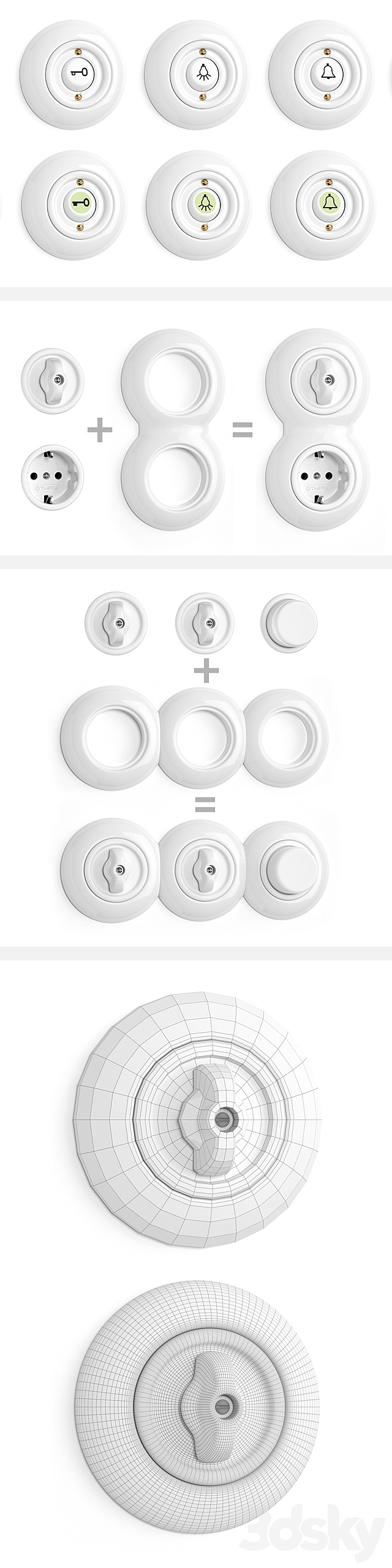 Switches and sockets THPG Porcelain 3DS Max Model - thumbnail 3