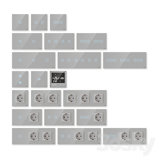 TouchMe sockets and switches – White 3ds Max - thumbnail 1