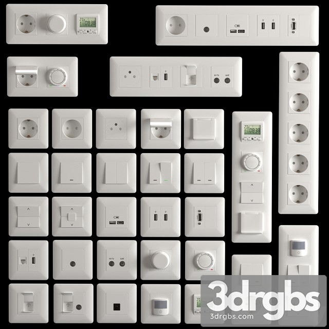 Unica New Schneider Electric Socket Set 3dsmax Download - thumbnail 1