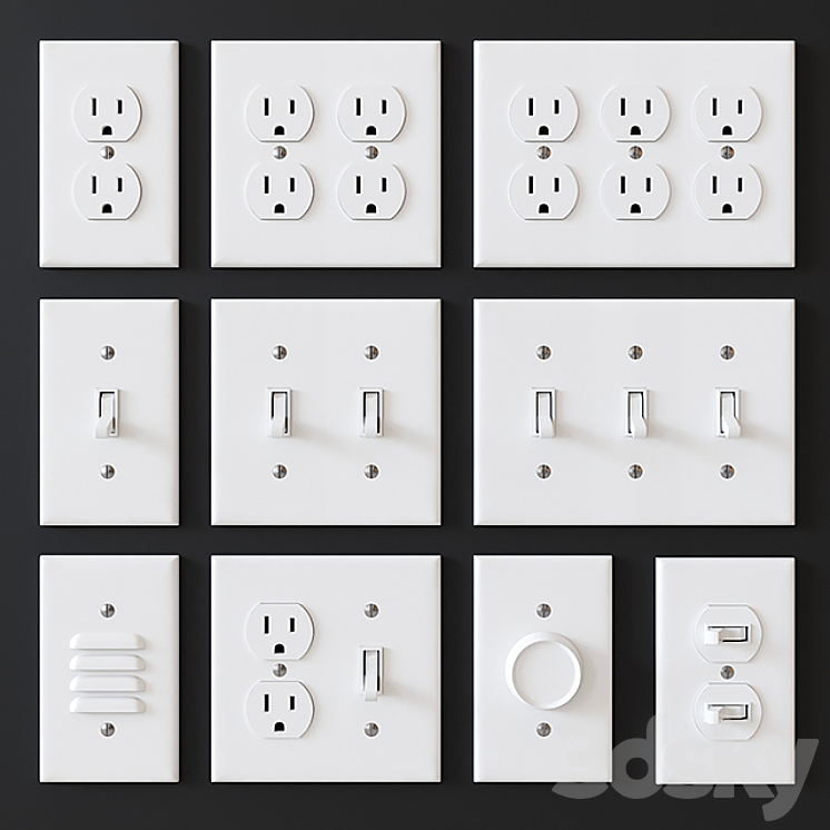 US electrical outlets and switches 3DS Max - thumbnail 1