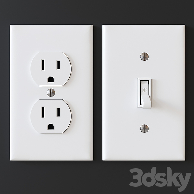 US electrical outlets and switches 3DS Max - thumbnail 2