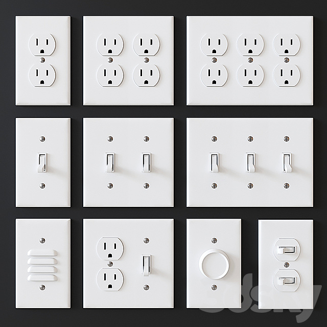 US electrical outlets and switches 3DSMax File - thumbnail 1